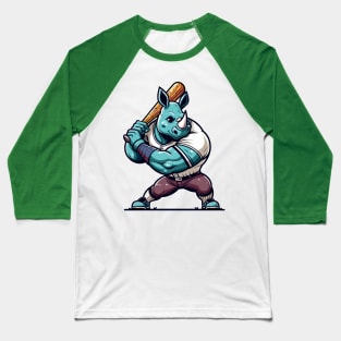 Vintage rhino batter - Retro 1990s Cartoon Style Baseball Art Baseball T-Shirt